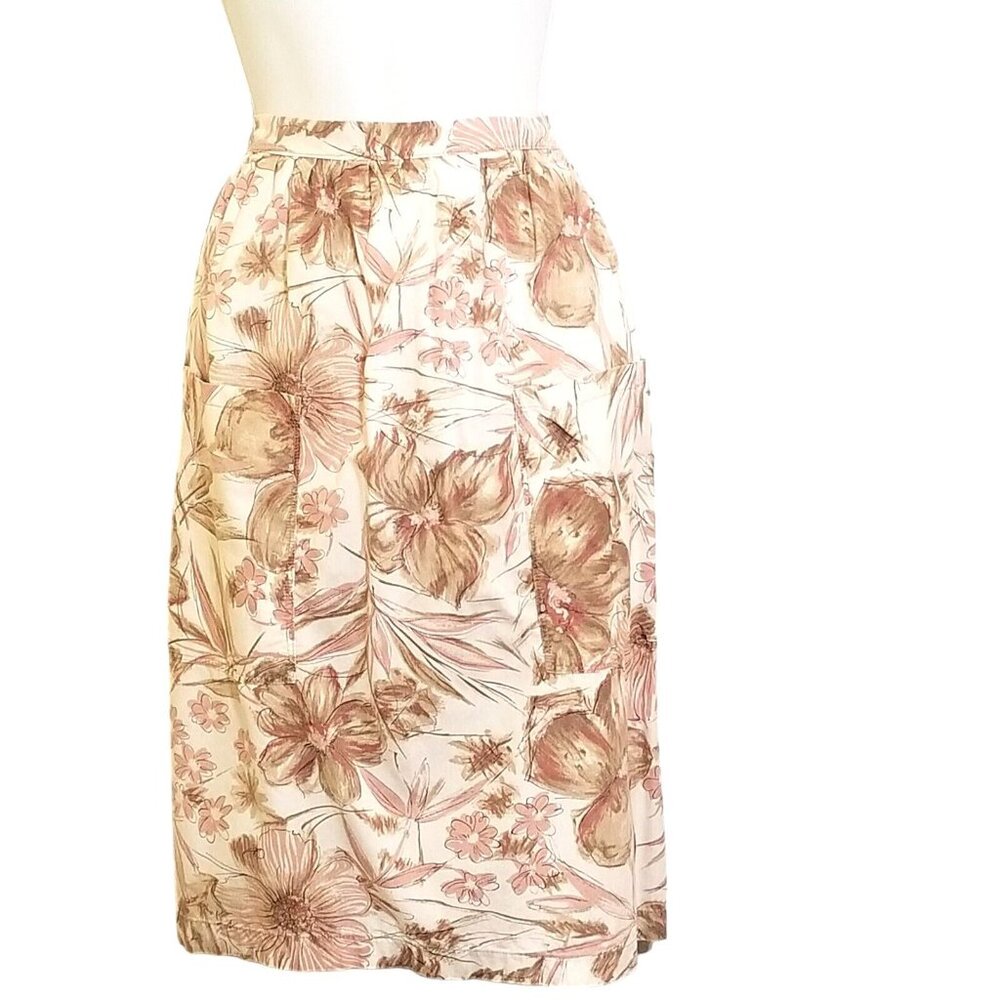 Vintage Handmade Floral Half Apron Pockets Cottagecore Garden Farm Chore
